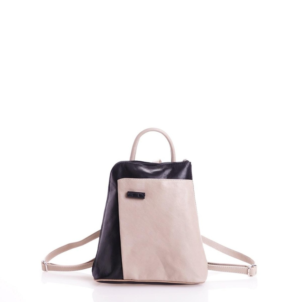 Truly Italy Black and Ice Leather Backpack